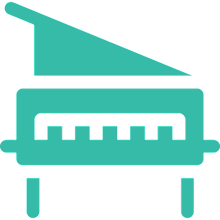 Grand piano icon in teal color