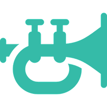 Trumpet icon in teal color